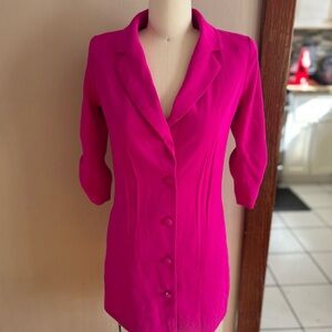 Vibrant Pink Button-Up Blazer Dress